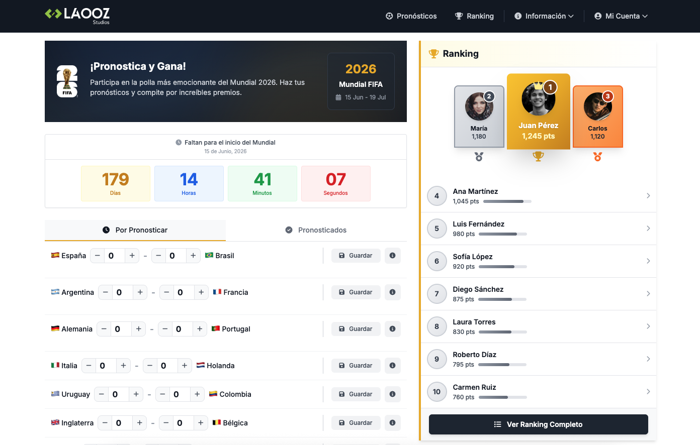 Laooz World Cup Predictor Plugin Interface